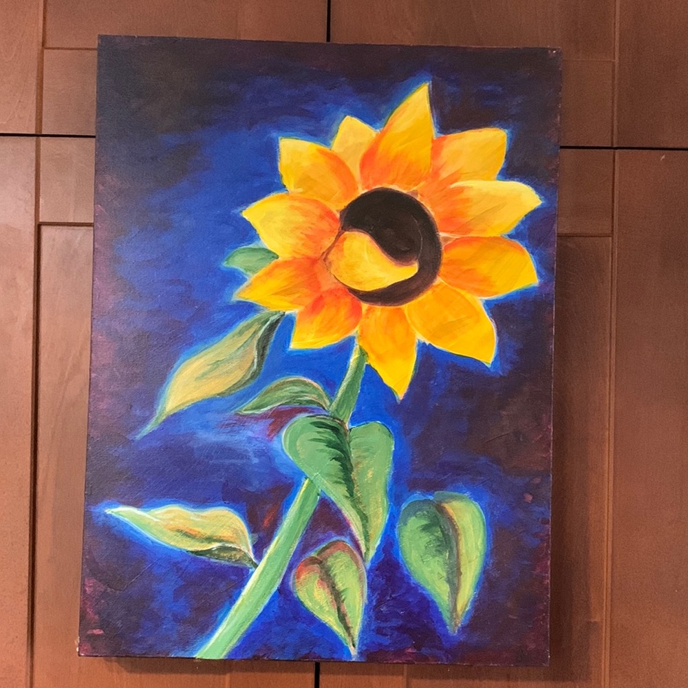 SALE!! Dark sunflower painting handmade